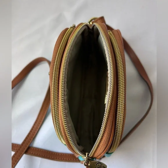 Valentina Teal/turquoise Leather Crossbody Bag - Picture 6 of 9